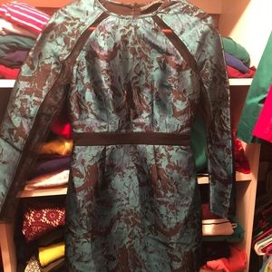 NWT Long sleeved teal and black metallic dress